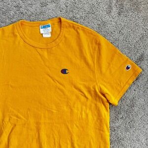 Champion Mens Mustard Yellow Cotton Short Sleeve C Logo T-Shirt Large